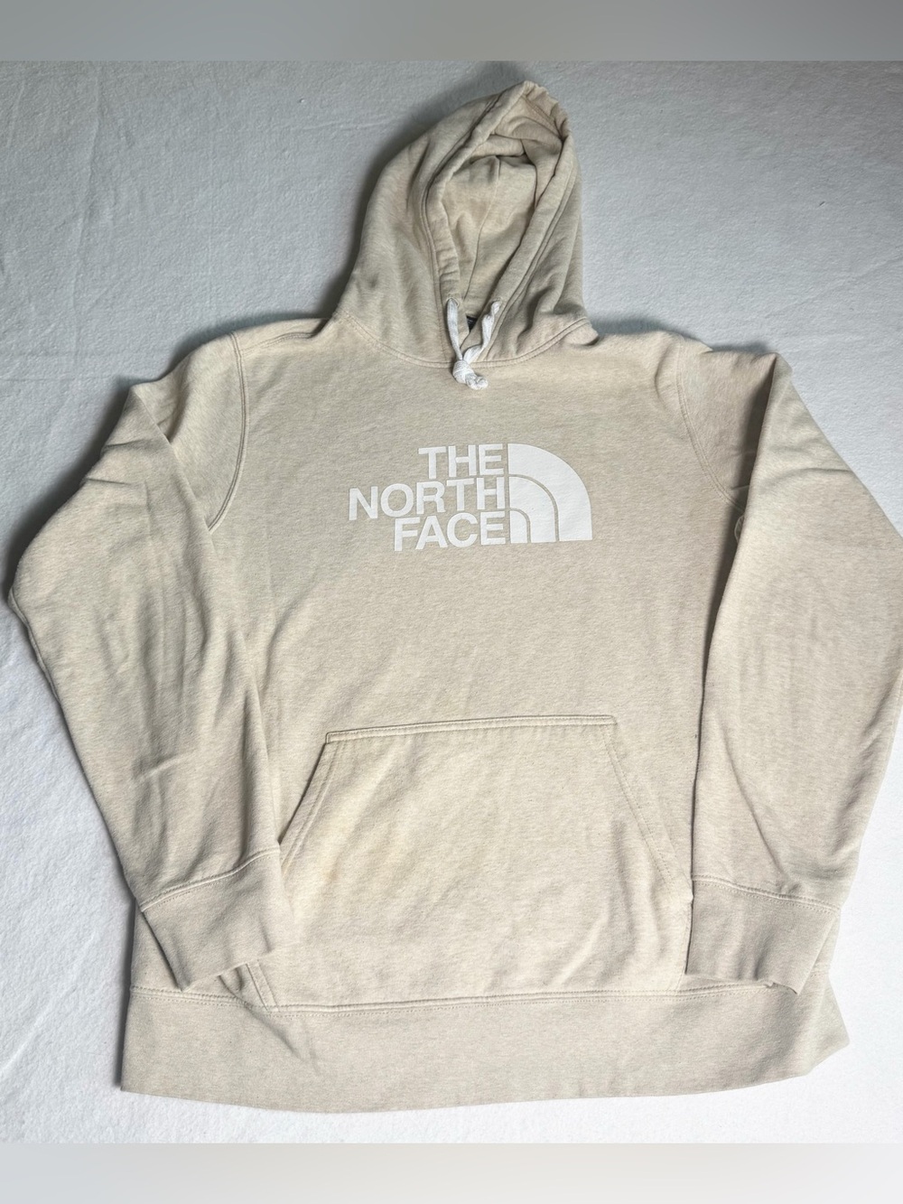The North Face Men's Cream Pullover Hoodie with White Logo